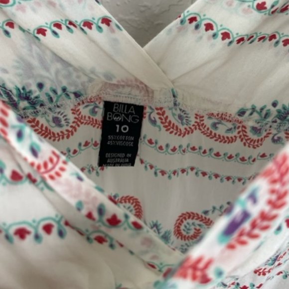 BILLBONG Womens 10 Beach Sundress Cover Up Tie Straps Multicolor Patterned - Picture 3 of 10